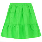 Girls Green Logo Broderie Anglaise Skirt, 2, hi-res