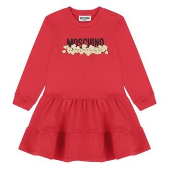 Younger Girls Red Popcorn Logo Dress