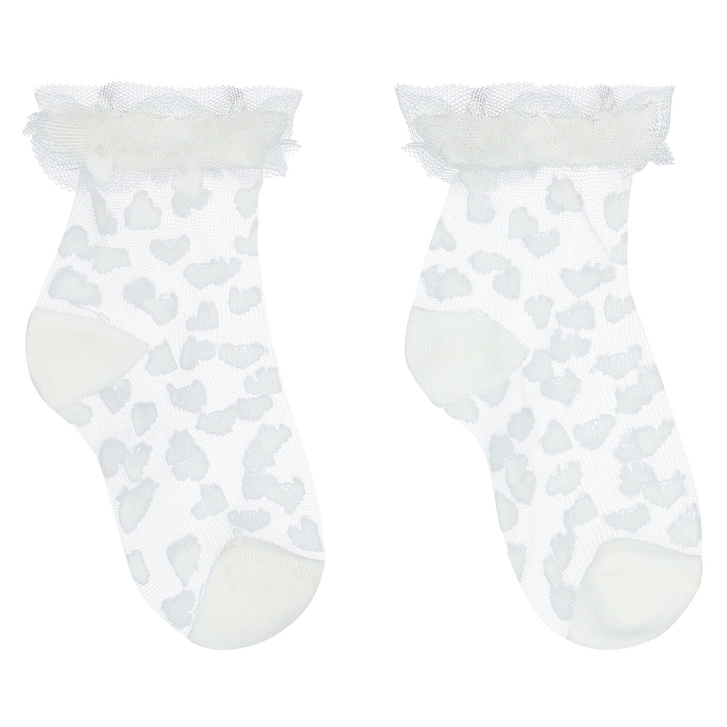 Baby Girls White Tulle Socks, 1, hi-res