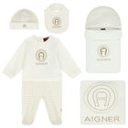 Ivory & Gold Logo Babygrow Set, 1, hi-res