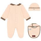 Baby Girls Pink Teddy Bear Logo Babygrow Set, 1, hi-res