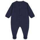 Navy Blue Teddy Bear Logo Babygrow, 3, hi-res