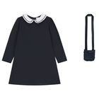 Girls Navy Blue Dress Set, 1, hi-res