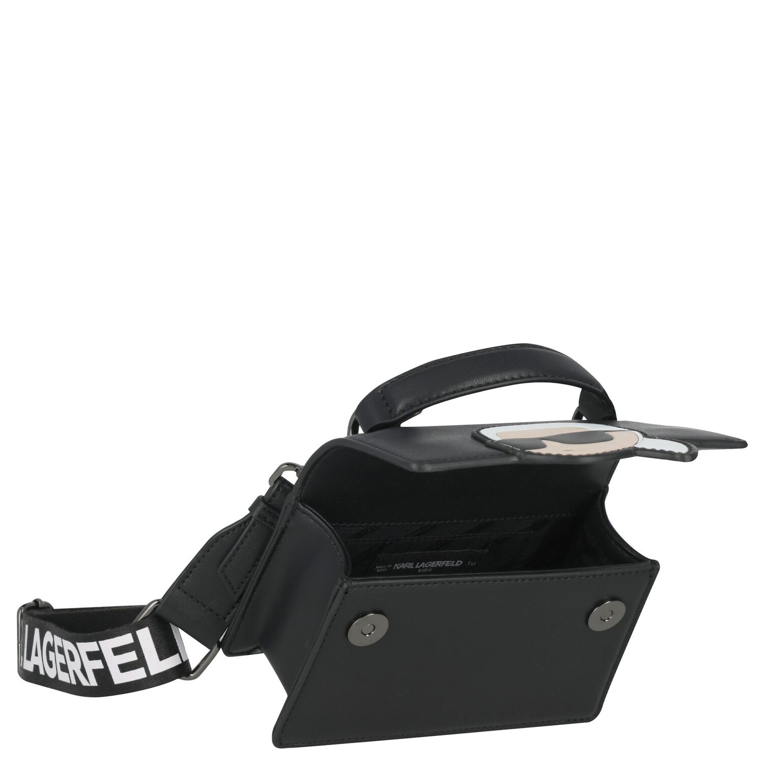 Girls Black Ikonik Karl Handbag, 1, hi-res