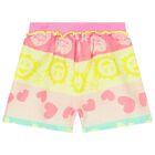 Younger Girls White & Pink Shorts Set, 1, hi-res