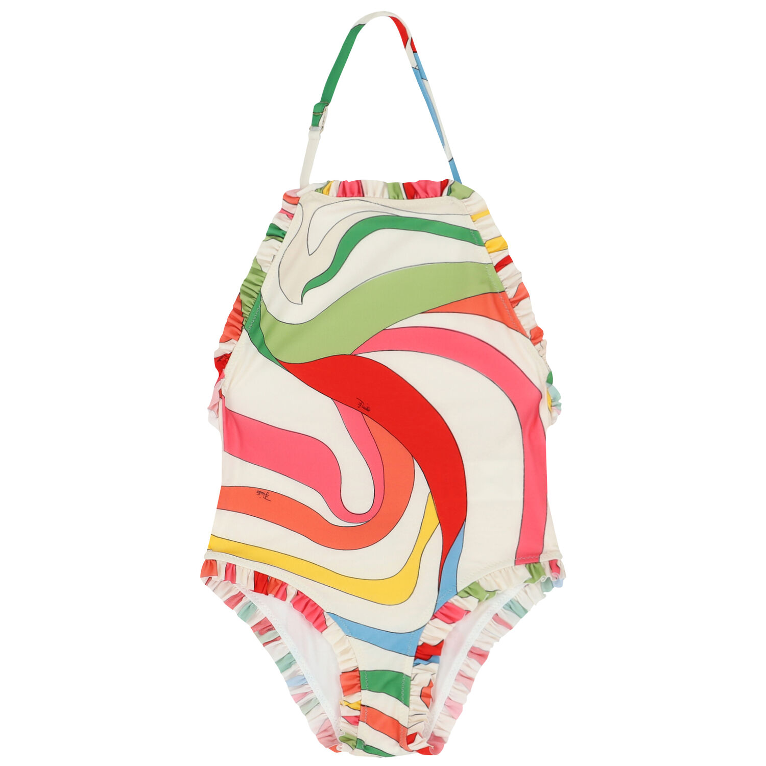 Girls Ivory Marmo Swimsuit, 1, hi-res