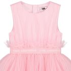 Younger Girls Pink Logo Pleated Tulle Dress, 1, hi-res