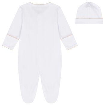 White & Beige Teddy Bear Time Babygrow Set