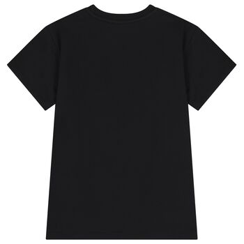 Girls Black Teddy Bear Logo Dress