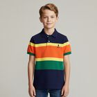 Boys Navy, Green & Orange Logo Polo Shirt, 1, hi-res