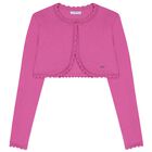 Girls Pink Bolero Knit Cardigan, 4, hi-res