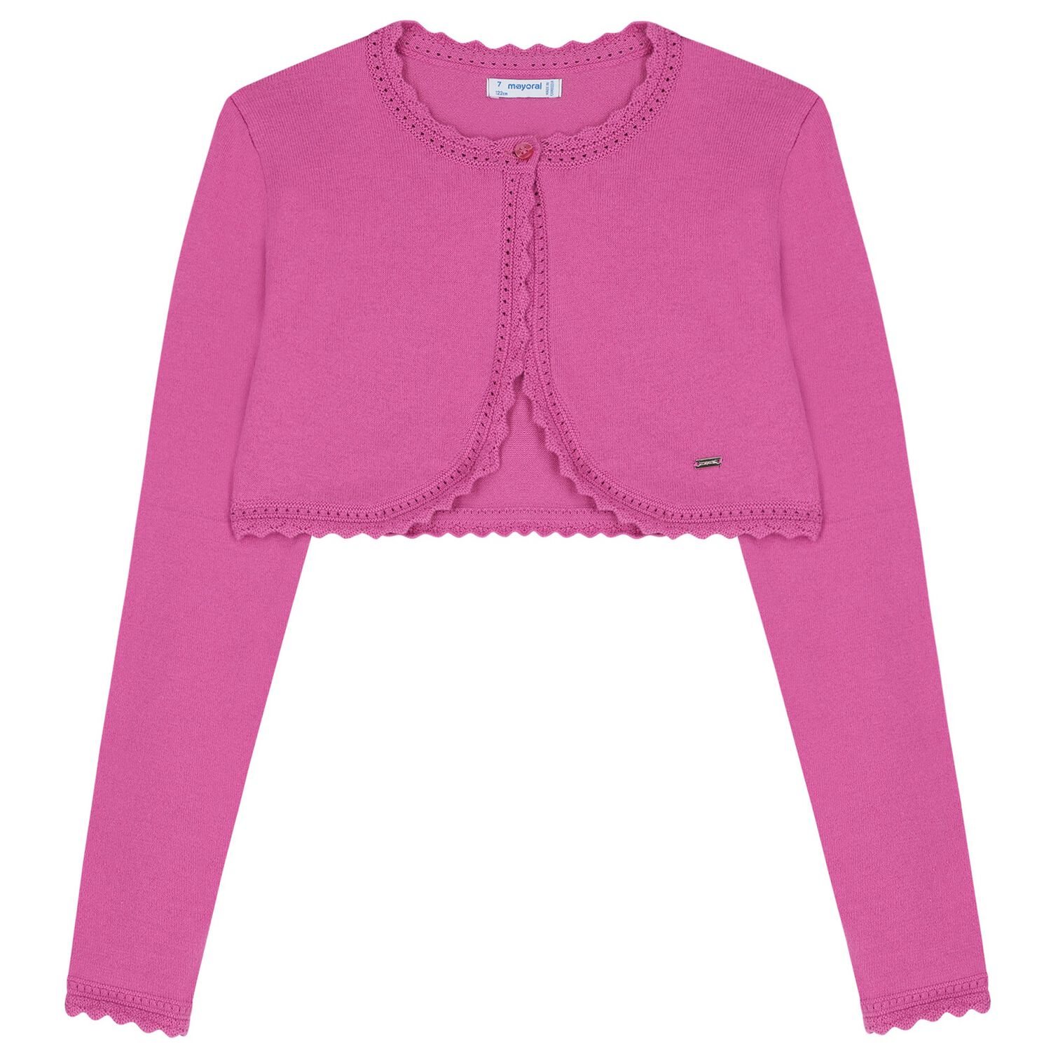 Girls Pink Bolero Knit Cardigan, 4, hi-res image number null