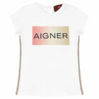 Younger Girls White Logo T-Shirt, 1, hi-res