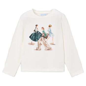 Girls Ivory Long Sleeve Top
