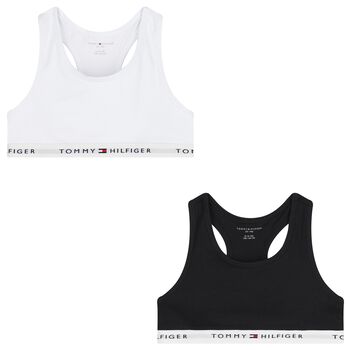 Girls Black & White Logo Bra Tops (2-Pack)