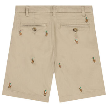 Boys Beige Logo Shorts