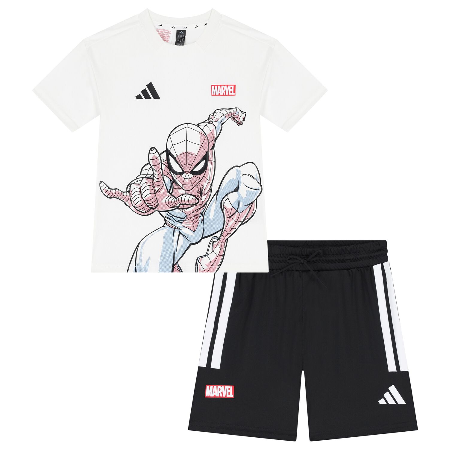 Boys White & Black Marvel Shorts Set, 1, hi-res