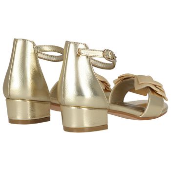 Girls Gold Bow Sandals