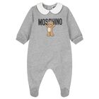 Grey Teddy Bear Logo Babygrow, 2, hi-res