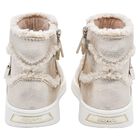 Younger Girls Gold Faux Fur Boots, 2, hi-res