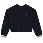 Girls Navy Blue Logo Sweatshirt, 2, hi-res