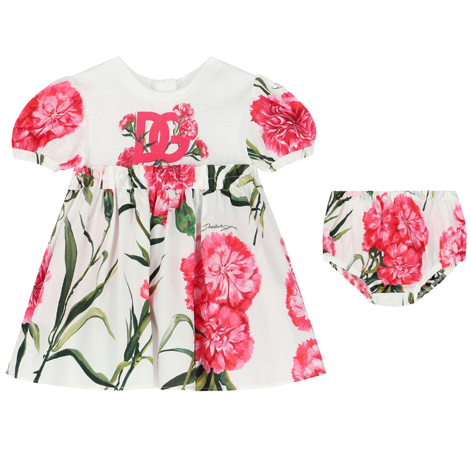 Younger Girls Ivory & Red Floral Dress Set, 1, hi-res