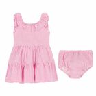 Baby Pink Striped Dress Set, 1, hi-res