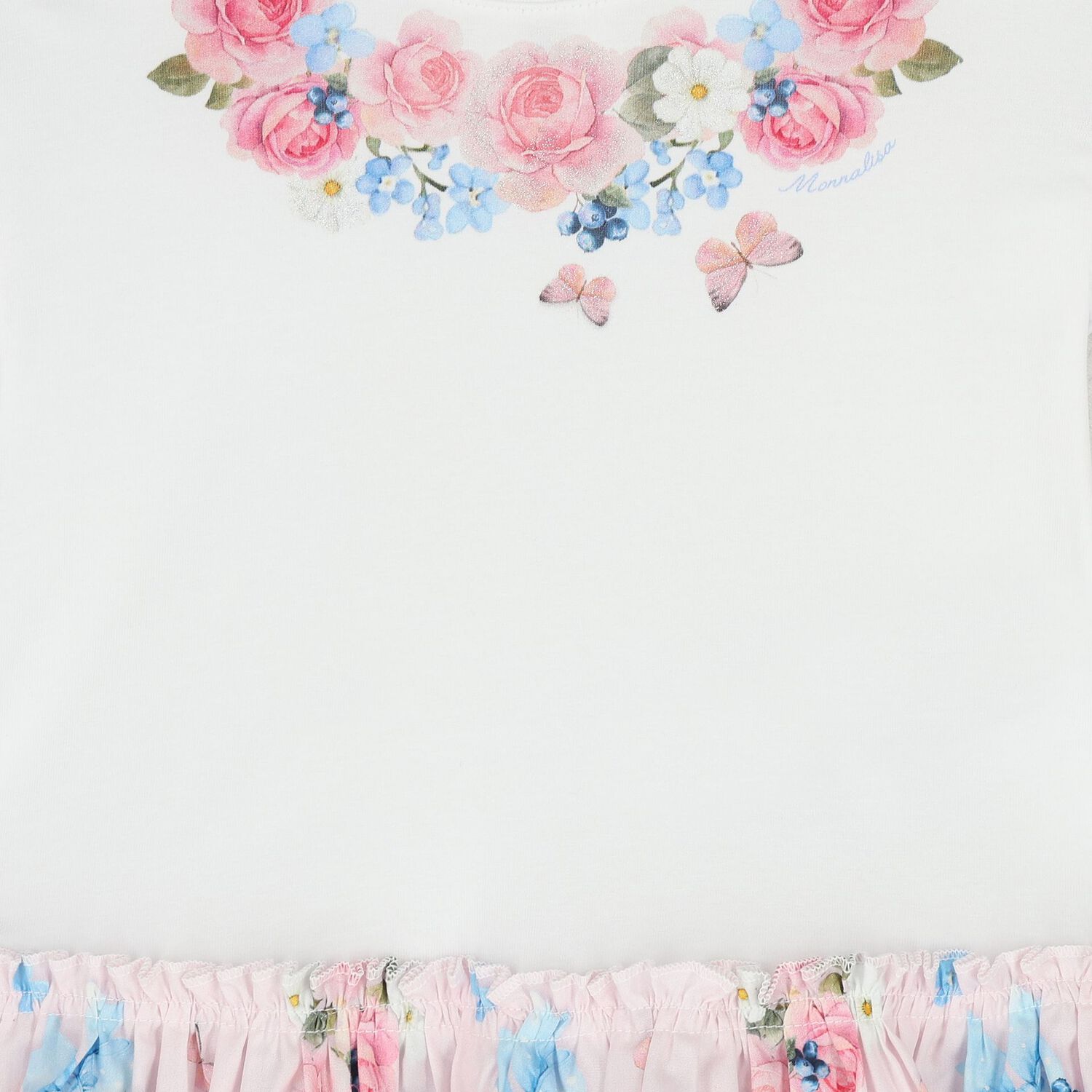 Younger Girls White & Pink Floral Dress , 1, hi-res
