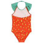 Girls Red & Green Ruffled Swimsuit, 1, hi-res