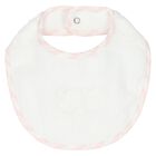 Baby Girls White & Pink Logo Bib, 2, hi-res