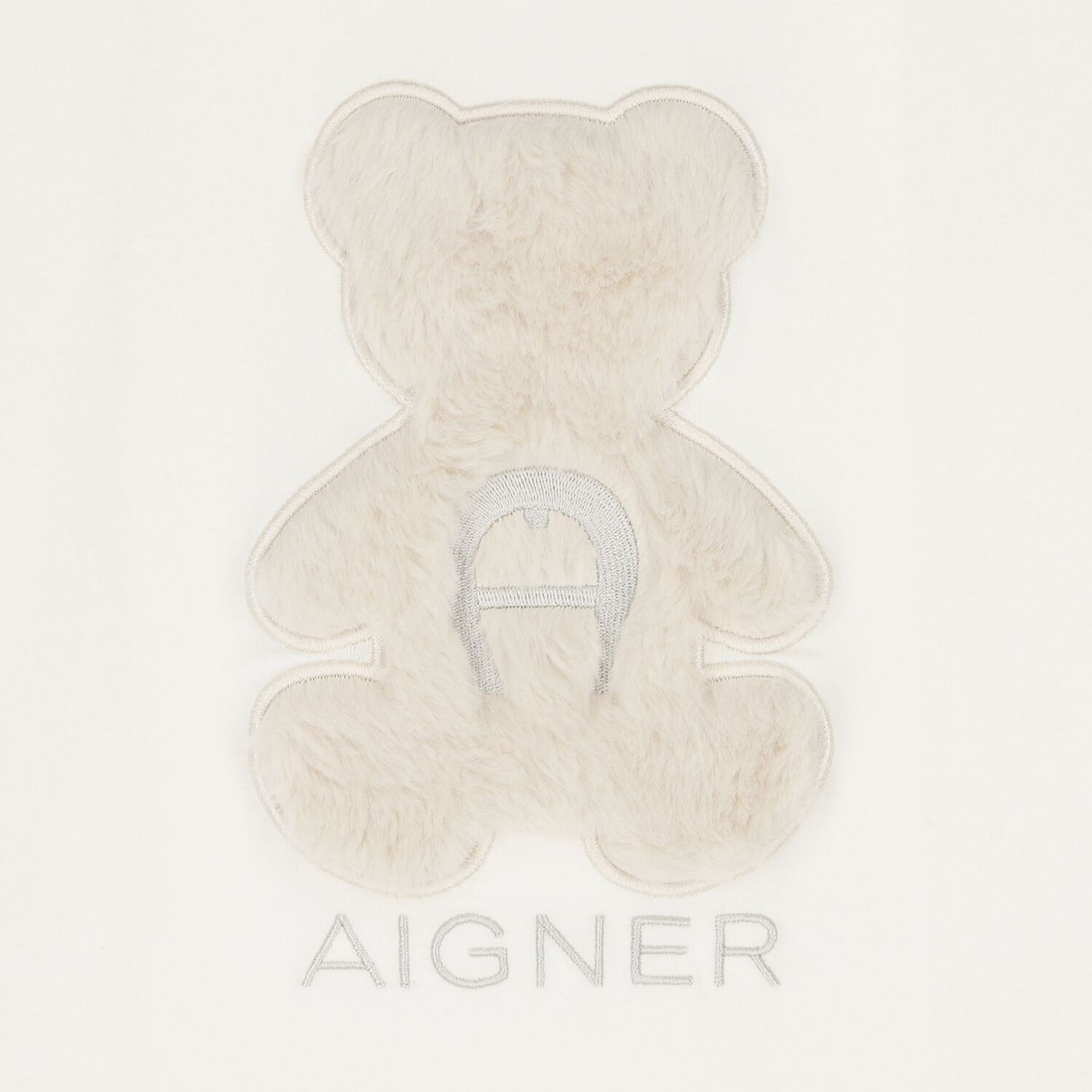 Girls Ivory Faux Fur Teddy Bear Logo T-Shirt, 1, hi-res