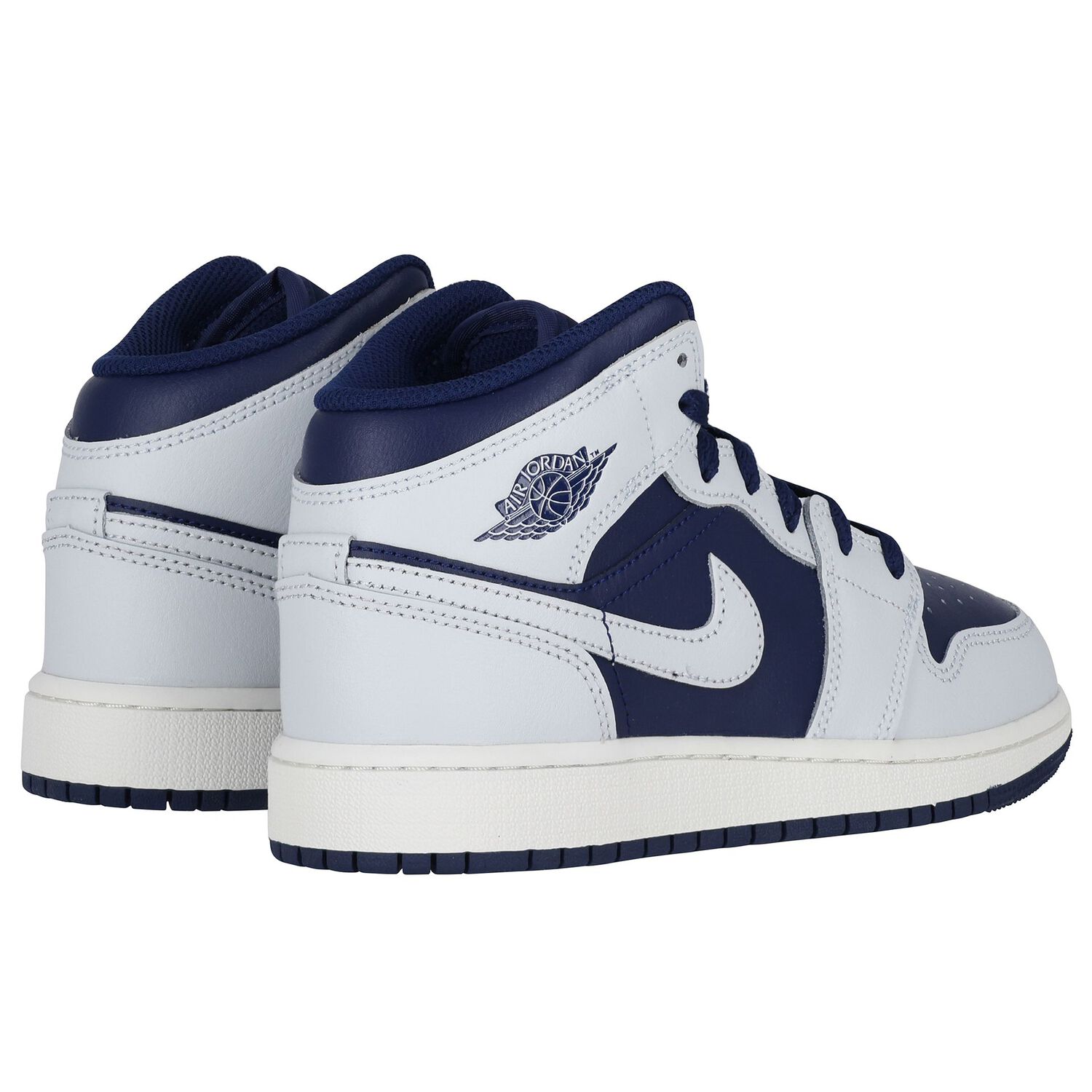 Blue & Grey Air Jordan 1 Mid Trainers, 4, hi-res