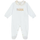 Baby Girls White Logo Babygrow, 1, hi-res