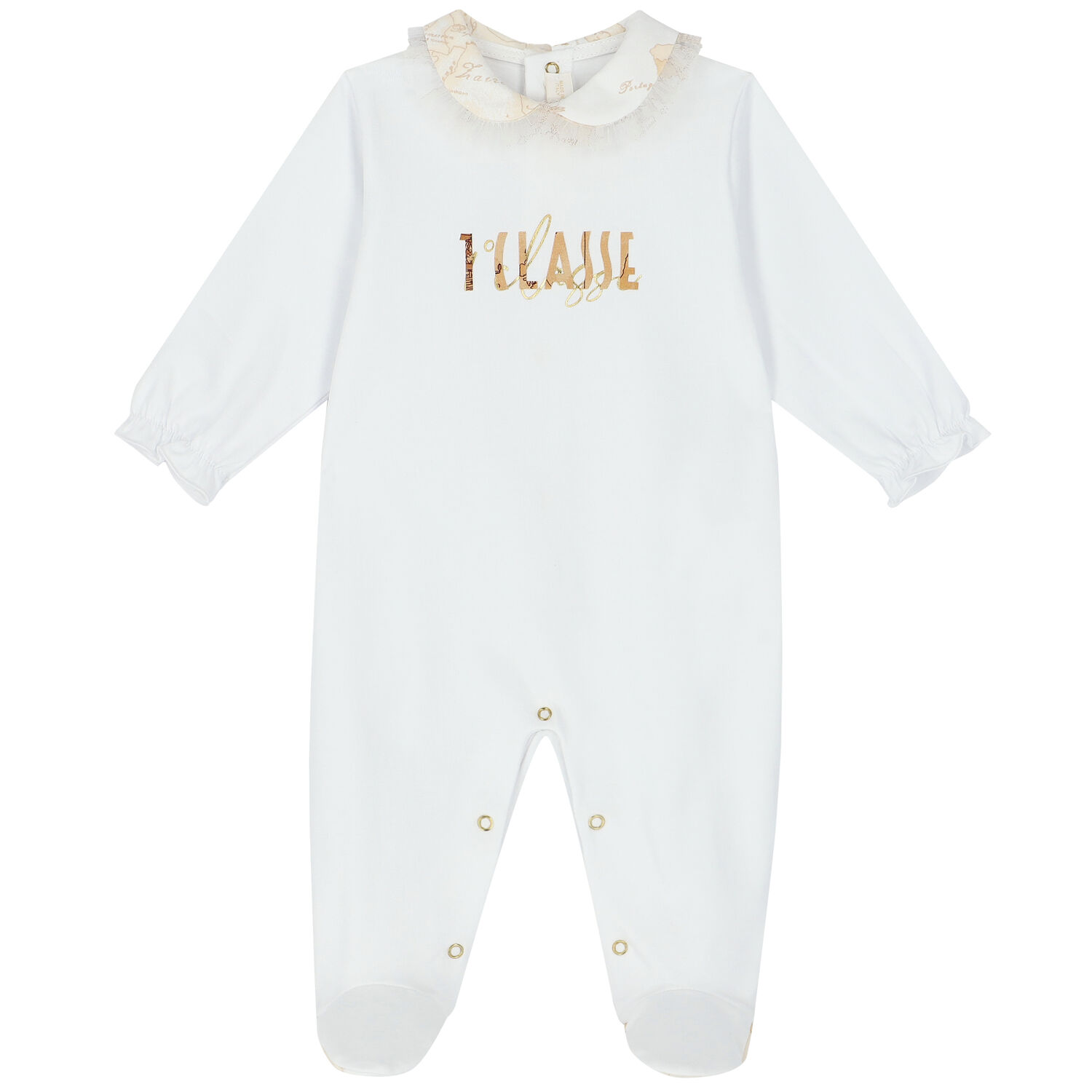 Baby Girls White Logo Babygrow, 1, hi-res