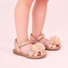 Younger Girls Rose Gold Flower Sandals, 1, hi-res