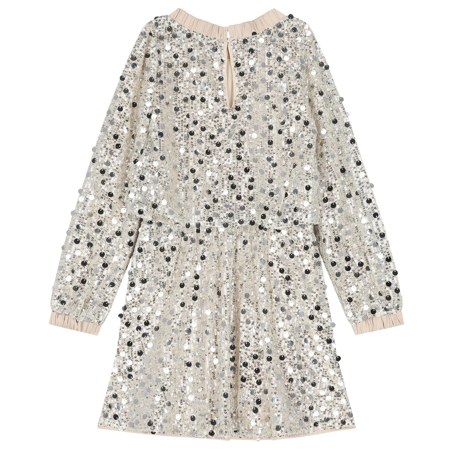 Girls Silver Embellished Dress, 2, hi-res