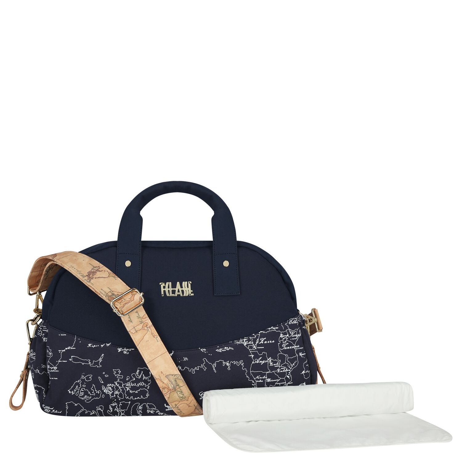 Navy Blue Geo Map Baby Changing Bag , 1, hi-res