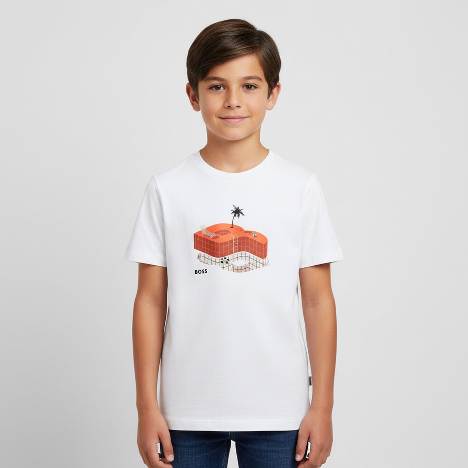 Boys White Logo T-Shirt, 1, hi-res image number null