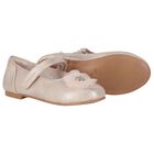 Girls Gold Diamante Flower Shoes, 3, hi-res