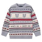 Boys Grey Polar Bear Jacquard Knitted Jumper, 1, hi-res