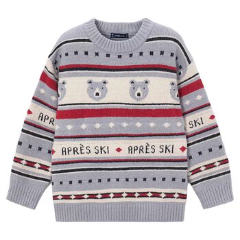 Boys Grey Polar Bear Jacquard Knitted Jumper