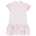 Girls Pink & White Logo Dress, 1, hi-res