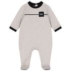 Baby Boys Grey & Black Logo Babygrow Set, 1, hi-res