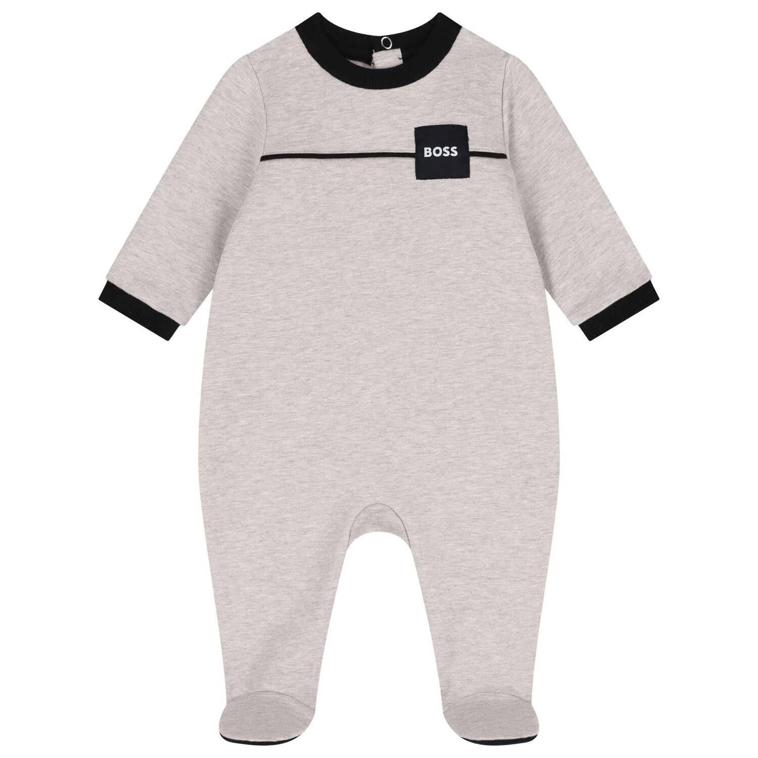 Baby Boys Grey & Black Logo Babygrow Set, 1, hi-res