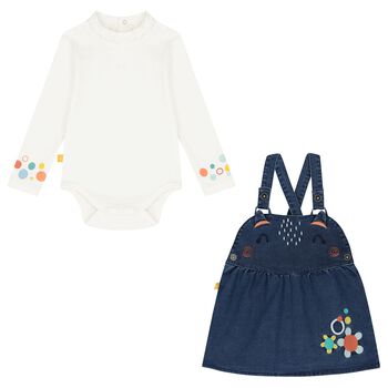 Baby Girls Ivory & Blue Denim Skirt Set