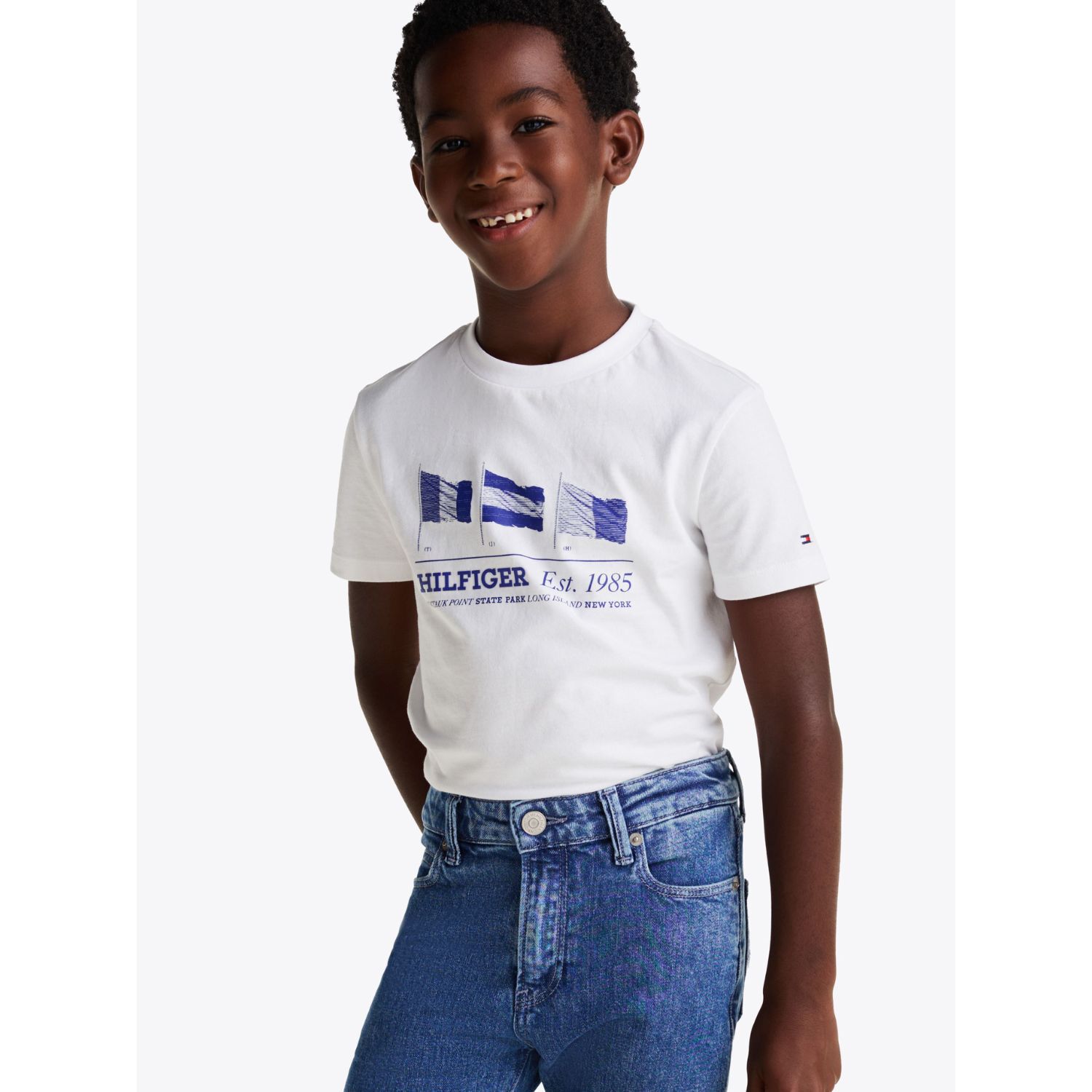 Boys White Logo Flag T-Shirt, 2, hi-res image number null