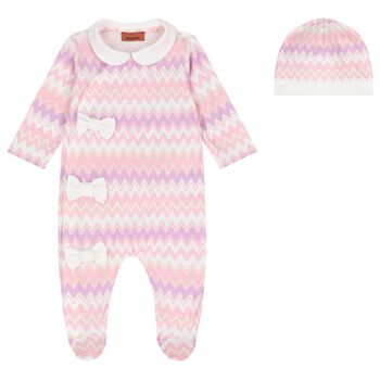Baby Girls Pink Zigzag Babygrow Gift Set