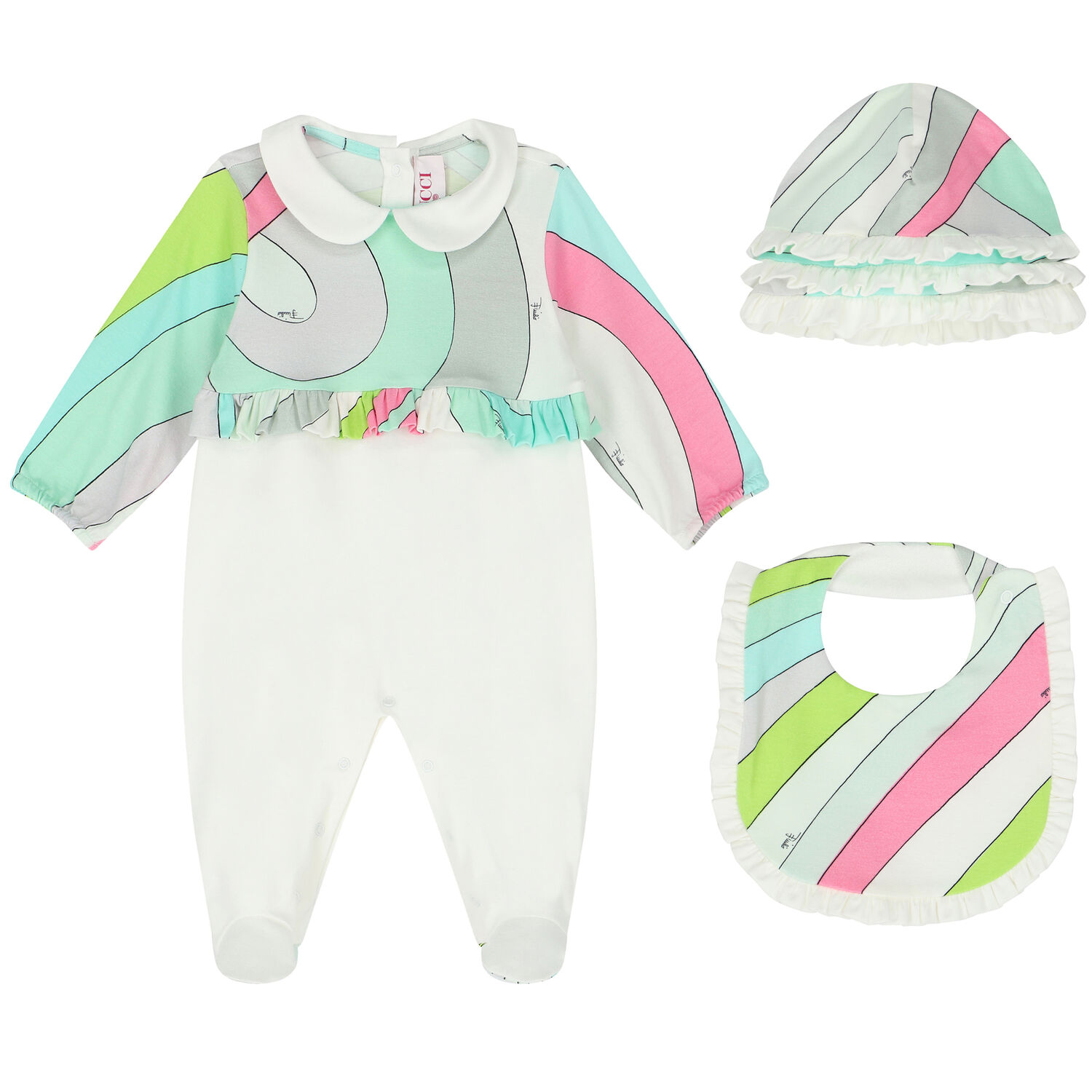Baby Girls Multi-Coloured Iride Babygrow Set, 2, hi-res