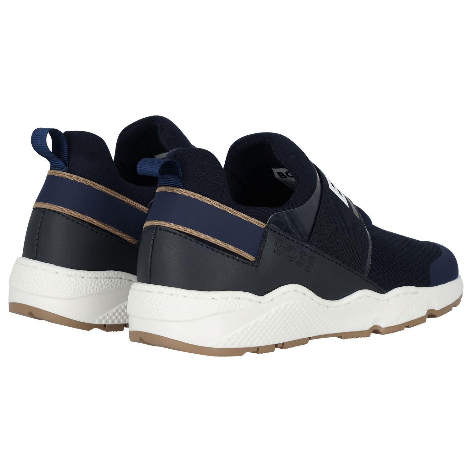 Boys Navy Blue Logo Trainers, 2, hi-res image number null