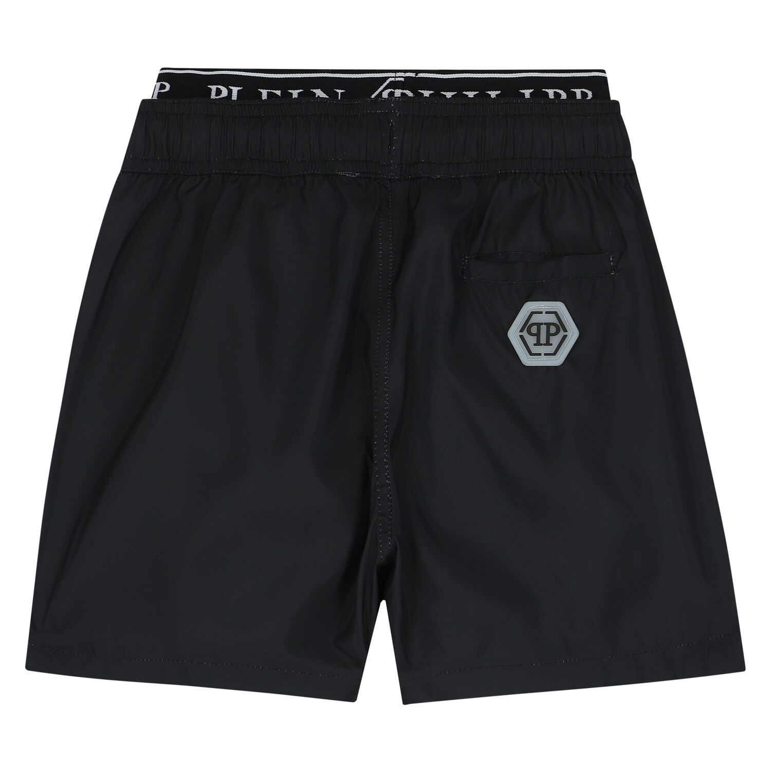 Boys Black Logo Swim Shorts, 1, hi-res